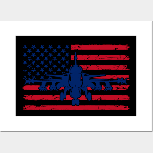 US Flag Airplane Patriotic American Pilot Posters and Art